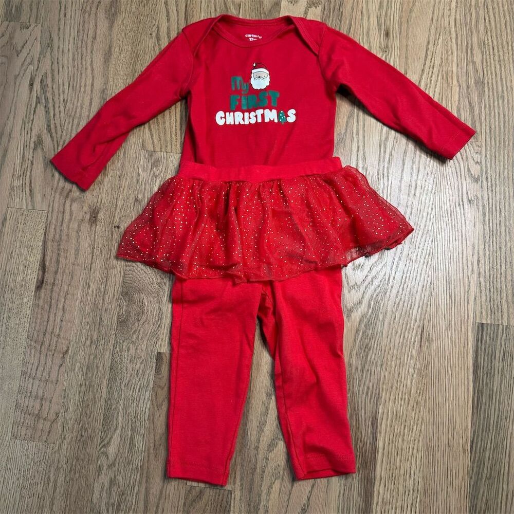 Carter's Baby Girls 2 Piece Christmas Outfit Size 12 Months Holiday Wear